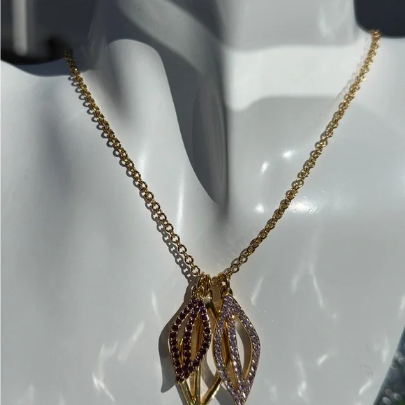 Coach Gold and Purple Leaf Pendant Necklace - Picture 3 of 5